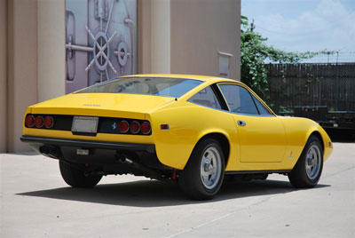 The first Ferrari to have rubber bumpers, 365 GTC/4 s/n 15817 in Giallo Fly. The Daytona and Dino were the last Ferrari cars to have chrome bumpers.